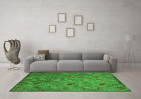 Machine Washable Abstract Green Contemporary Rug, wshcon1480grn