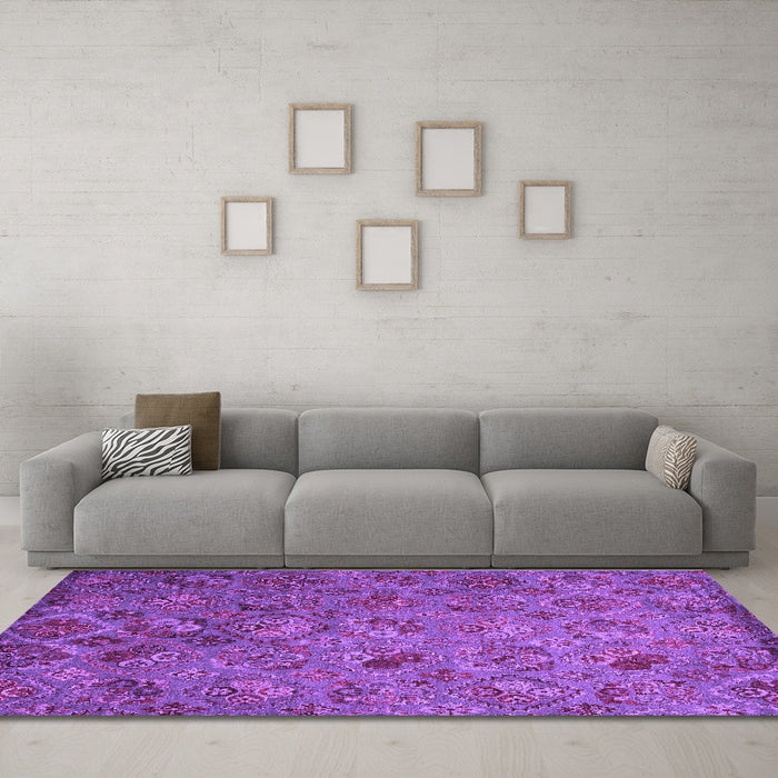 Machine Washable Abstract Purple Contemporary Area Rugs in a Living Room, wshcon1480pur