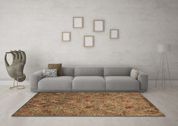 Machine Washable Abstract Brown Contemporary Rug in a Living Room,, wshcon1480brn