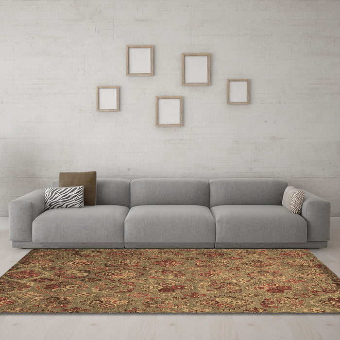 Machine Washable Abstract Brown Contemporary Rug in a Living Room,, wshcon1480brn