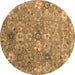 Round Abstract Brown Contemporary Rug, con1481brn