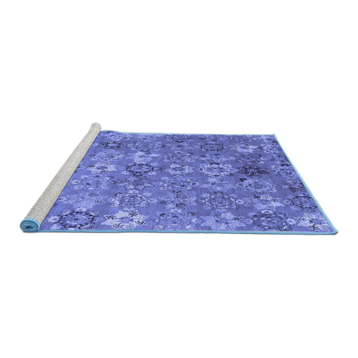Sideview of Machine Washable Abstract Blue Contemporary Rug, wshcon1481blu