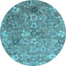 Round Abstract Light Blue Contemporary Rug, con1481lblu