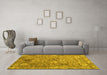 Machine Washable Abstract Yellow Contemporary Rug in a Living Room, wshcon1481yw