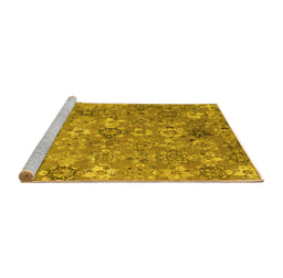 Sideview of Machine Washable Abstract Yellow Contemporary Rug, wshcon1481yw