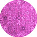 Round Machine Washable Abstract Pink Contemporary Rug, wshcon1481pnk