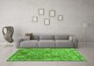 Machine Washable Abstract Green Contemporary Area Rugs in a Living Room,, wshcon1481grn