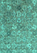 Machine Washable Abstract Turquoise Contemporary Area Rugs, wshcon1481turq