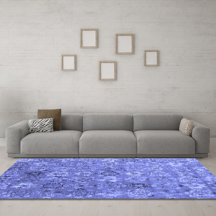 Machine Washable Abstract Blue Contemporary Rug in a Living Room, wshcon1481blu