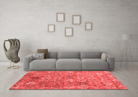 Machine Washable Abstract Red Contemporary Rug, wshcon1481red