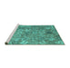 Sideview of Machine Washable Abstract Turquoise Contemporary Area Rugs, wshcon1481turq