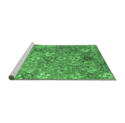 Sideview of Machine Washable Abstract Emerald Green Contemporary Area Rugs, wshcon1481emgrn