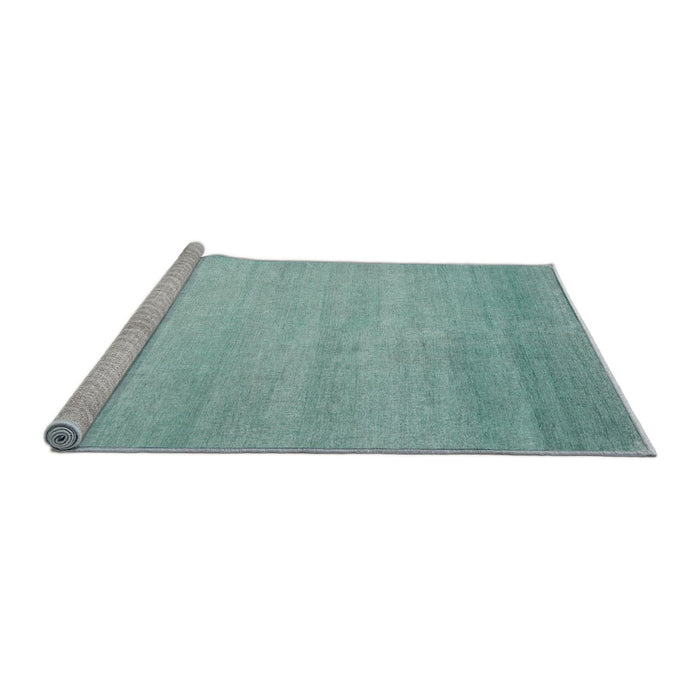 Serging Thickness of Machine Washable Contemporary Tiffany Blue Rug, wshcon1482