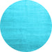 Round Abstract Light Blue Contemporary Rug, con1482lblu