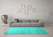 Machine Washable Abstract Turquoise Contemporary Area Rugs in a Living Room,, wshcon1482turq