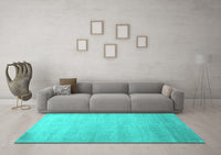 Machine Washable Abstract Turquoise Contemporary Rug, wshcon1482turq