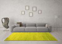 Machine Washable Abstract Yellow Contemporary Rug, wshcon1482yw