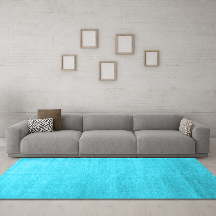 Machine Washable Abstract Light Blue Contemporary Rug in a Living Room, wshcon1482lblu