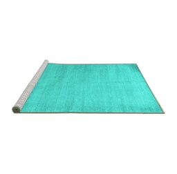 Sideview of Machine Washable Abstract Turquoise Contemporary Area Rugs, wshcon1482turq