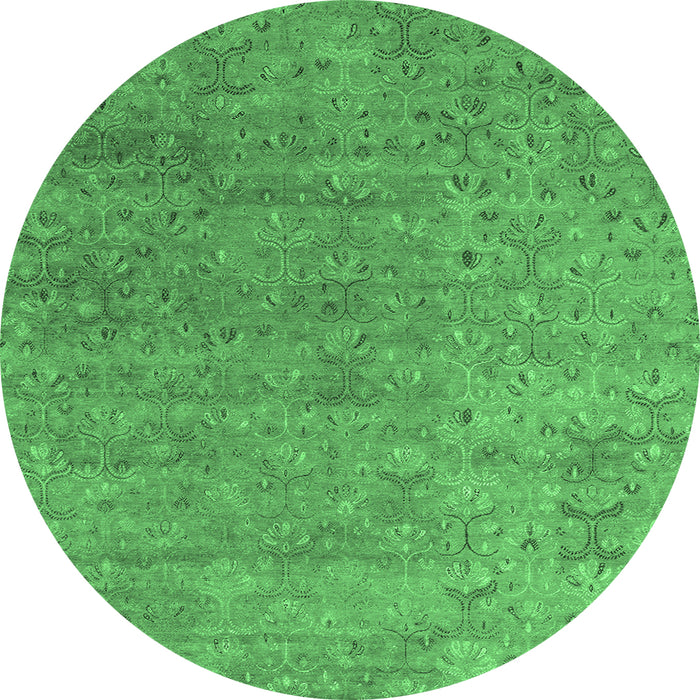 Round Abstract Emerald Green Contemporary Rug, con1483emgrn