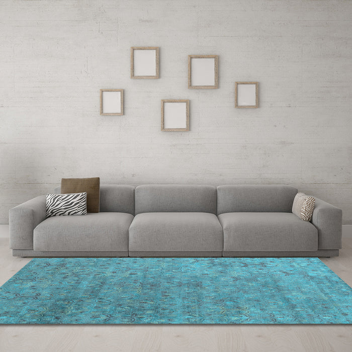 Machine Washable Abstract Light Blue Contemporary Rug in a Living Room, wshcon1483lblu