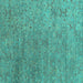 Square Machine Washable Abstract Turquoise Contemporary Area Rugs, wshcon1483turq