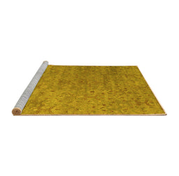 Sideview of Machine Washable Abstract Yellow Contemporary Rug, wshcon1483yw