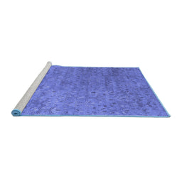 Sideview of Machine Washable Abstract Blue Contemporary Rug, wshcon1483blu