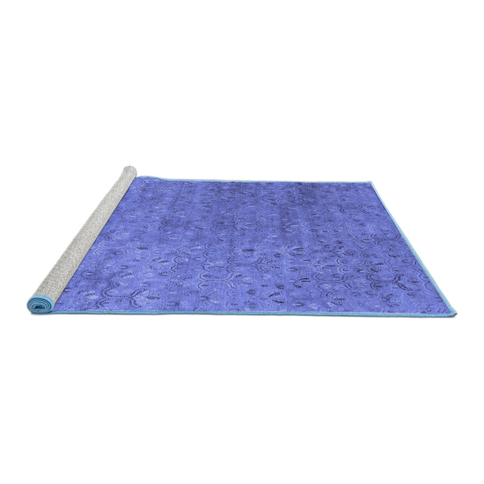 Sideview of Machine Washable Abstract Blue Contemporary Rug, wshcon1483blu