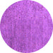 Round Machine Washable Abstract Purple Contemporary Area Rugs, wshcon1483pur