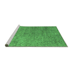 Sideview of Machine Washable Abstract Emerald Green Contemporary Area Rugs, wshcon1483emgrn