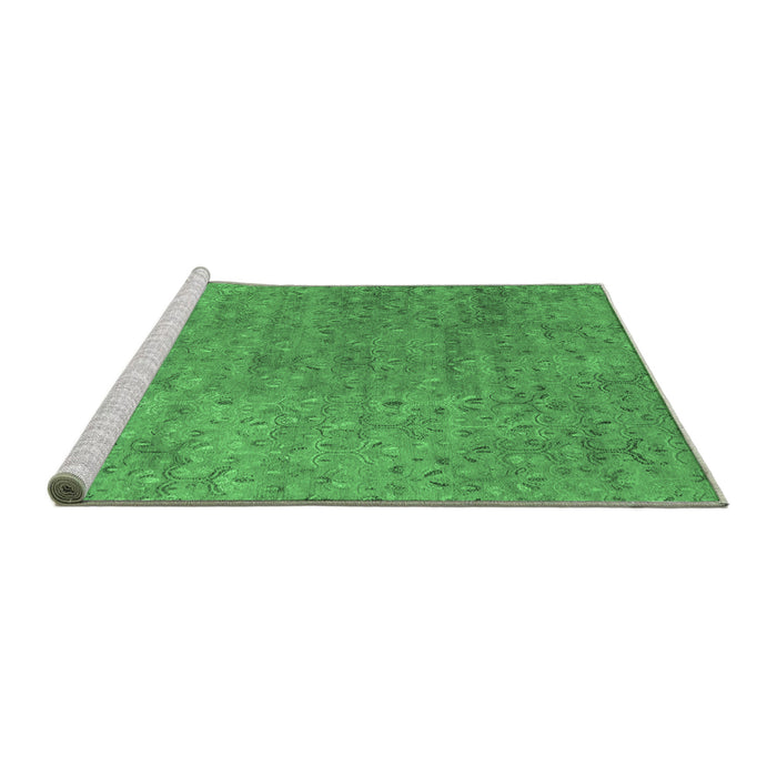 Sideview of Machine Washable Abstract Emerald Green Contemporary Area Rugs, wshcon1483emgrn