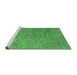 Sideview of Machine Washable Abstract Emerald Green Contemporary Area Rugs, wshcon1483emgrn