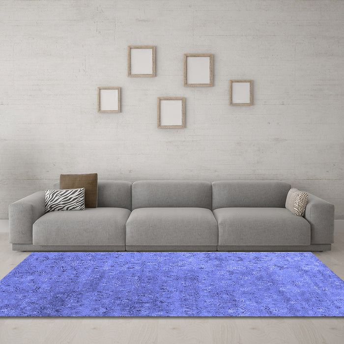 Machine Washable Abstract Blue Contemporary Rug in a Living Room, wshcon1483blu