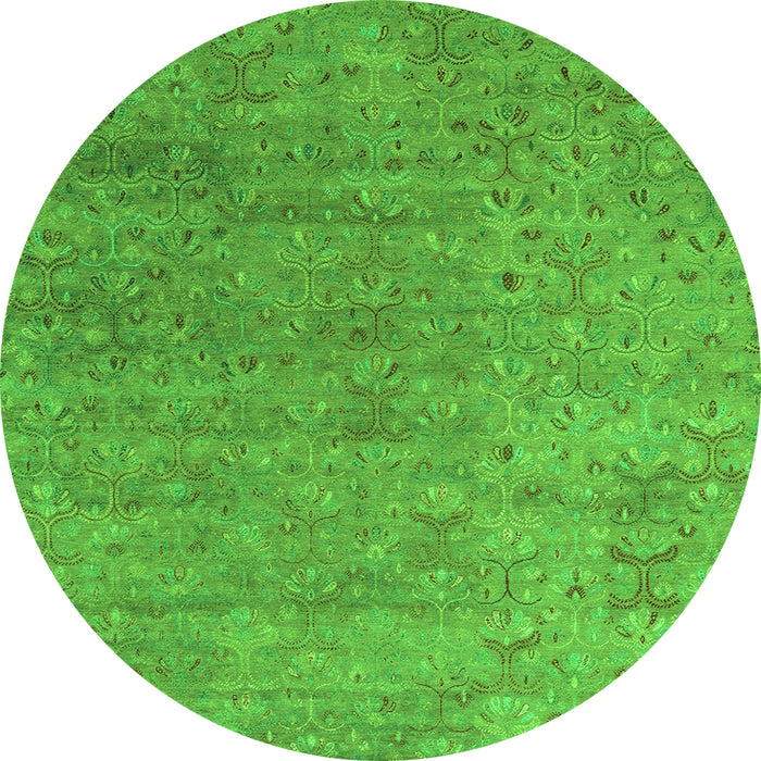 Square Abstract Green Contemporary Rug, con1483grn