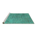 Sideview of Machine Washable Abstract Turquoise Contemporary Area Rugs, wshcon1483turq