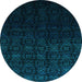 Round Abstract Light Blue Contemporary Rug, con1484lblu