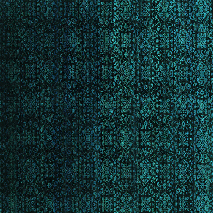 Square Machine Washable Abstract Turquoise Contemporary Area Rugs, wshcon1484turq
