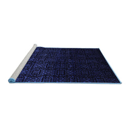 Sideview of Machine Washable Abstract Blue Contemporary Rug, wshcon1484blu