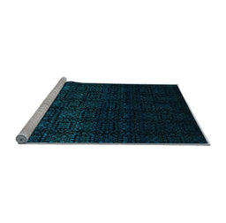 Sideview of Machine Washable Abstract Light Blue Contemporary Rug, wshcon1484lblu
