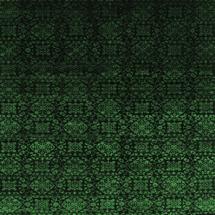 Square Machine Washable Abstract Emerald Green Contemporary Area Rugs, wshcon1484emgrn