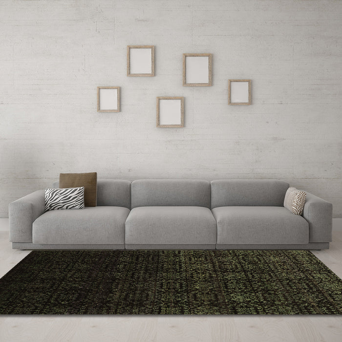 Machine Washable Abstract Brown Contemporary Rug in a Living Room,, wshcon1484brn