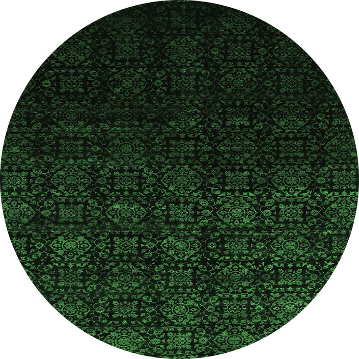 Round Abstract Emerald Green Contemporary Rug, con1484emgrn