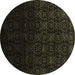 Round Abstract Brown Contemporary Rug, con1484brn