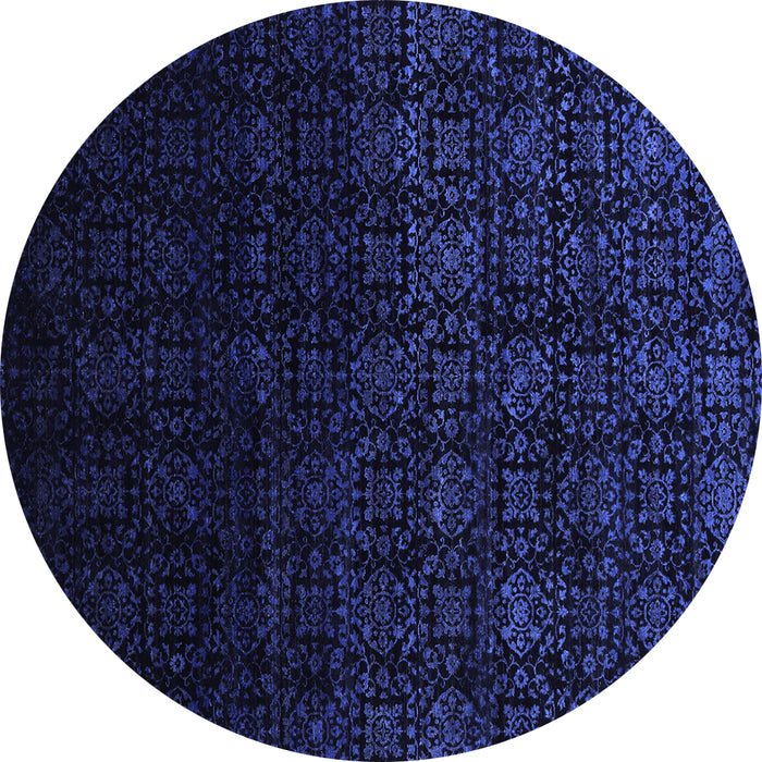 Round Machine Washable Abstract Blue Contemporary Rug, wshcon1484blu