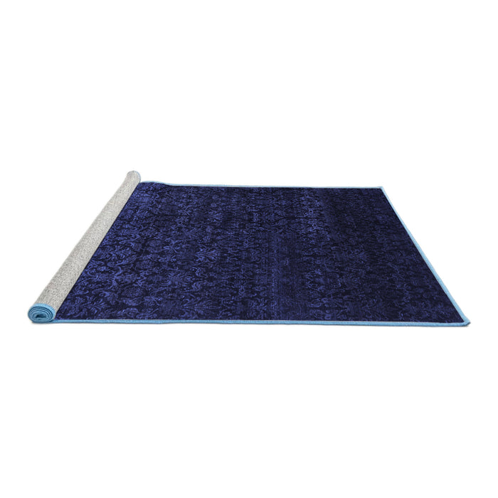 Sideview of Machine Washable Abstract Blue Contemporary Rug, wshcon1485blu