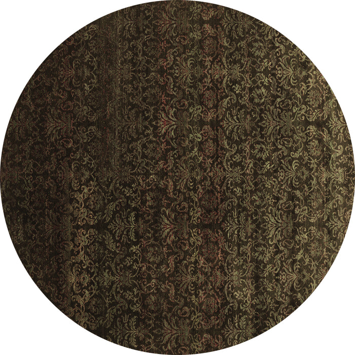 Round Machine Washable Abstract Brown Contemporary Rug, wshcon1485brn