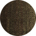 Round Machine Washable Abstract Brown Contemporary Rug, wshcon1485brn