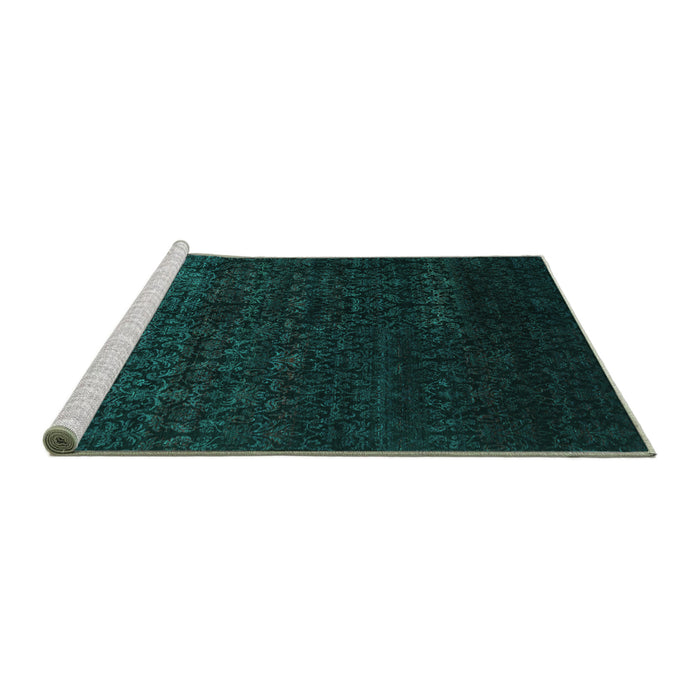 Sideview of Machine Washable Abstract Turquoise Contemporary Area Rugs, wshcon1485turq