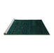 Sideview of Machine Washable Abstract Turquoise Contemporary Area Rugs, wshcon1485turq